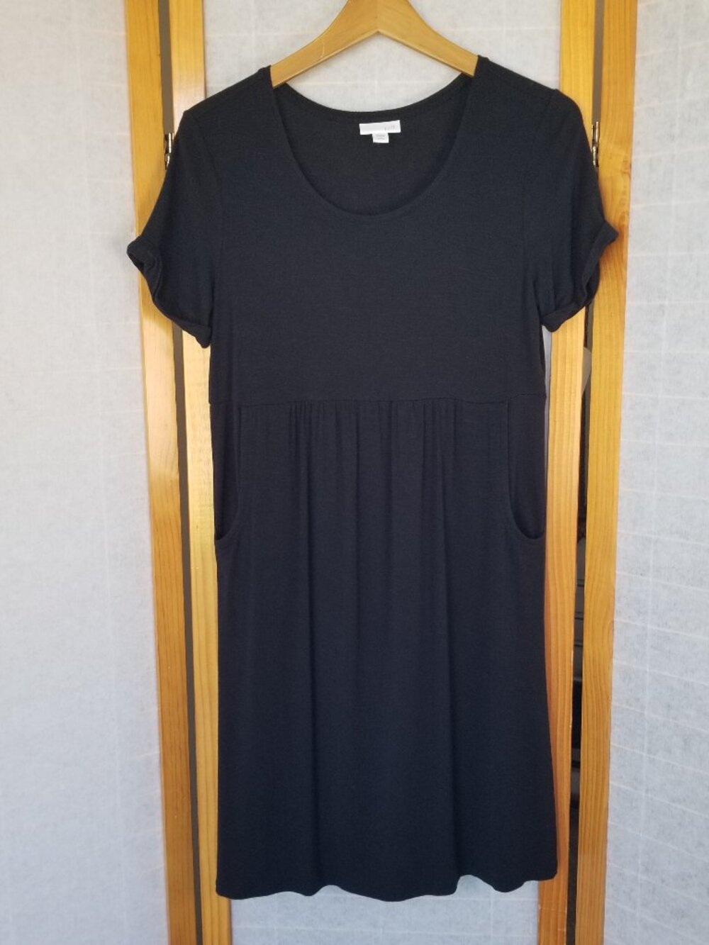 J. Jill Black T-Shirt Dress Size XS Petite Pockets High Waist
